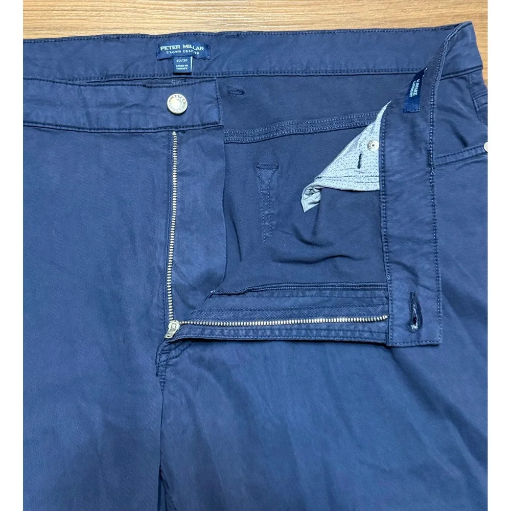 Peter Millar Crown Crafted Wayfare Tailored Fit 5 Pocket Navy Pants Sz 42/30